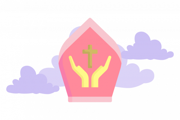 Easter Christian Tombstone with Clouds Graphics & Icons