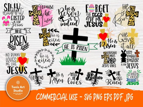 He is Risen, Jesus, Cross Bundle: Easter Graphics & Crafts